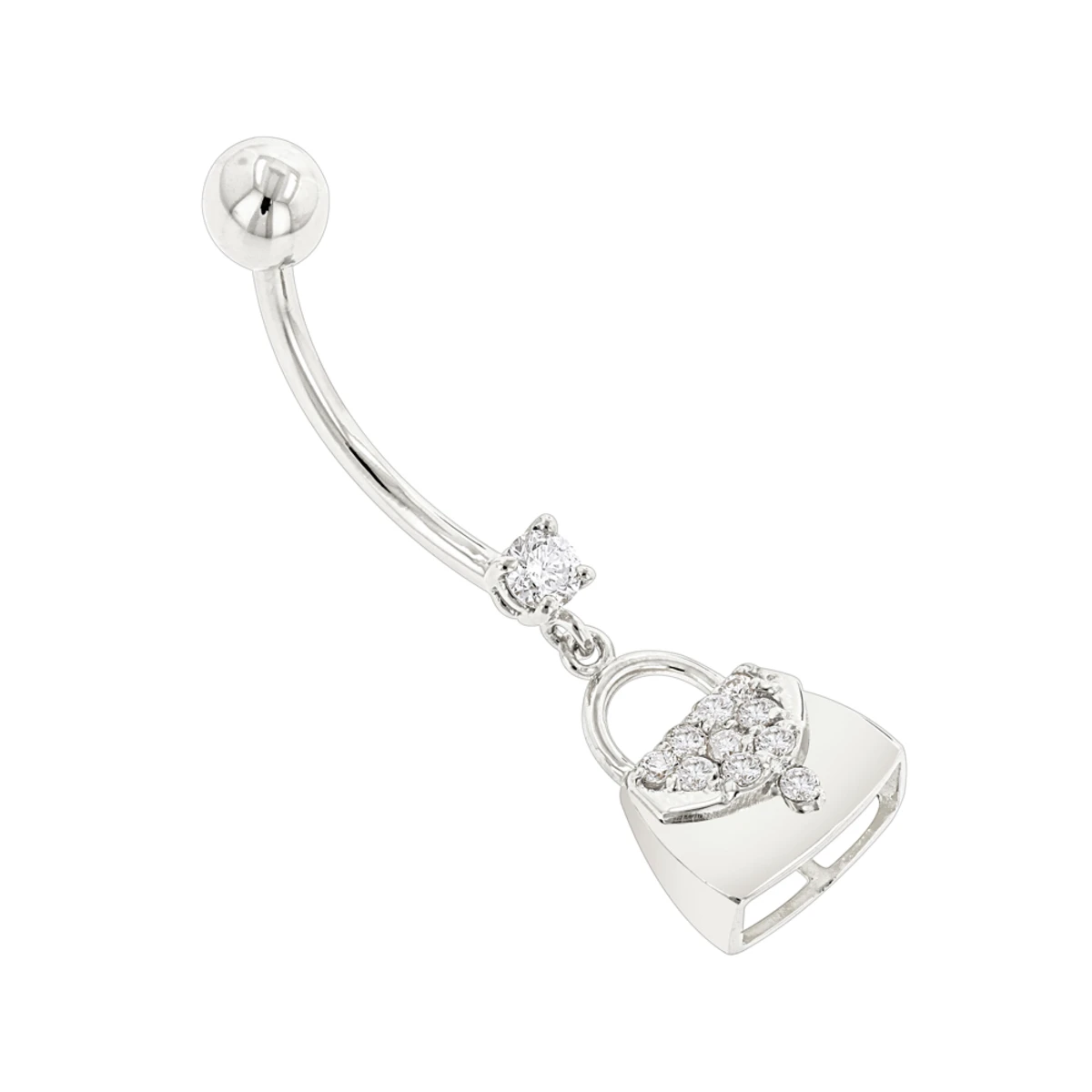 14K Yellow Gold Diamond Purse Belly Button Ring 0.29 2 14K Yellow Gold Diamond Purse Belly Button Ring 0.29 - Image 2