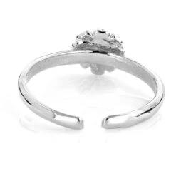 Adjustable Solid 14K White Gold Toe Ring Flower -Luxurman body jewelry adjustable 14k solid gold toe ring flower p 5972 backwh
