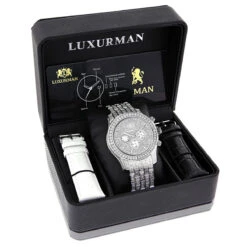 Bust Down Luxurman Raptor Men's Diamond Watch 4 Carat -Luxurman bust down watches fully iced out luxurman mens diamond watch 4 carat raptor 968538 box