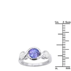 Unique Round Cut Tanzanite And Diamond Engagement Ring 18K White Gold 15 Unique Round Cut Tanzanite And Diamond Engagement Ring 18K White Gold -Luxurman channel set round cut tanzanite and diamond engagement ring 18k gold rulerwh