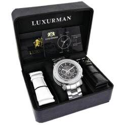 Chronograph Luxury Diamond Watch For Men 0.75ct Luxurman Black MOP Escalade 8 Chronograph Luxury Diamond Watch For Men 0.75ct Luxurman Black MOP Escalade -Luxurman chronograph luxury diamond watch for men 075ct luxurman black mop escalade box