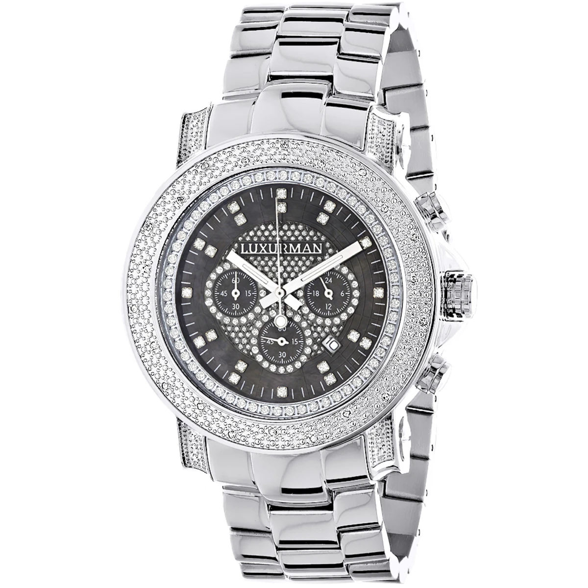 Chronograph Luxury Diamond Watch For Men 0.75ct Luxurman Black MOP Escalade 1 Chronograph Luxury Diamond Watch For Men 0.75ct Luxurman Black MOP Escalade