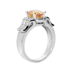 14K White Gold Ladies Citrine & Diamond Ring 0.24ctd 2ctc -Luxurman citrine rings 14k gold ladies diamond ring 024ctd 2ctc p 29381 back white