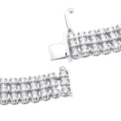 Hip Hop 3 Row Diamond Tennis Chain 14K White Gold Men's Necklace 30 Carats -Luxurman clearance sale hip hop jewelry 3 row diamond tennis chain 14k gold mens necklace 30 carats backwh 20191206