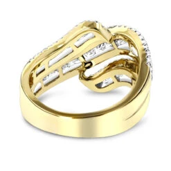 Luxurman Massive Ladies Diamond Wave Cocktail Ring 14K Yellow Gold 1.65ct -Luxurman cocktail rings luxurman massive ladies diamond wave ring 14k gold 165ct backye