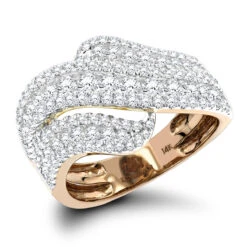 Luxurman Massive Ladies Diamond Wave Cocktail Ring 14K Yellow Gold 1.65ct -Luxurman cocktail rings luxurman massive ladies diamond wave ring 14k gold 165ct ro