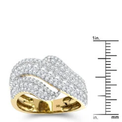 Luxurman Massive Ladies Diamond Wave Cocktail Ring 14K Yellow Gold 1.65ct -Luxurman cocktail rings luxurman massive ladies diamond wave ring 14k gold 165ct rulerye