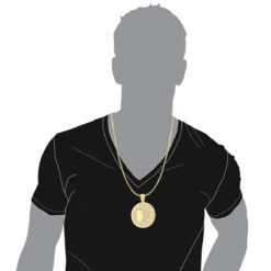 Custom 10K Yellow Gold Diamond Initial Pendant For Men 6.5ct Large Round Medallion -Luxurman custom 10k yellow gold diamond dj pendant for men with initials 65ct body yellow