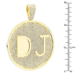 Custom 10K Yellow Gold Diamond Initial Pendant For Men 6.5ct Large Round Medallion -Luxurman custom 10k yellow gold diamond dj pendant for men with initials 65ct ruler yellow 1671159872