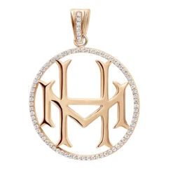 14K White Gold Round Diamond Initial Pendant For Men 1.75 -Luxurman custom 14k gold round diamond initial pendant for men ro