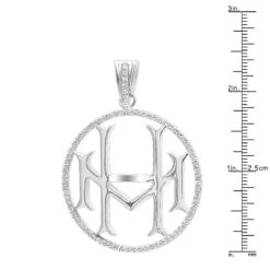 14K White Gold Round Diamond Initial Pendant For Men 1.75 -Luxurman custom 14k gold round diamond initial pendant for men rulerwh
