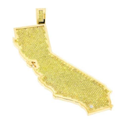 California State White Yellow Diamond Pendant 18.2ct 14K Yellow Gold