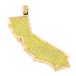 California State White Yellow Diamond Pendant 18.2ct 14K Yellow Gold -Luxurman custom california state white yellow diamond pendant 182ct 14k gold ro