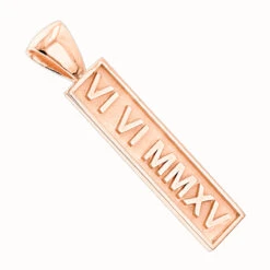14K Yellow Gold Roman Numerals Bar Pendant -Luxurman custom jewelry 14k gold roman numerals bar pendant ro