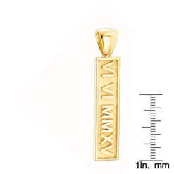 14K Yellow Gold Roman Numerals Bar Pendant -Luxurman custom jewelry 14k gold roman numerals bar pendant rulerye
