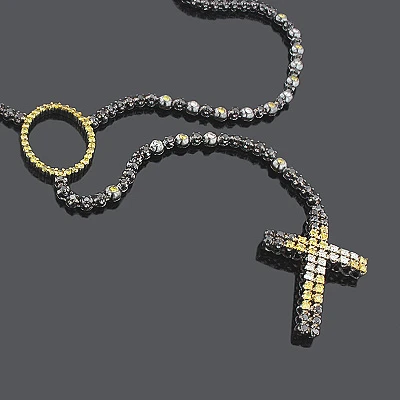 Custom 10K Gold Color Diamond Rosary Necklace 2 Custom 10K Gold Color Diamond Rosary Necklace - Image 2