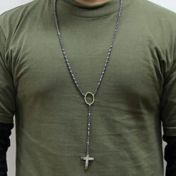 Custom 10K Gold Color Diamond Rosary Necklace 8 Custom 10K Gold Color Diamond Rosary Necklace -Luxurman custom jewelry color diamond rosary necklace 10k p 42699bod