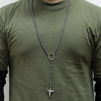 Custom 10K Gold Color Diamond Rosary Necklace 3 Custom 10K Gold Color Diamond Rosary Necklace - Image 3