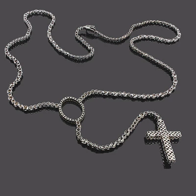 Custom 10K Gold Color Diamond Rosary Necklace 4 Custom 10K Gold Color Diamond Rosary Necklace - Image 4