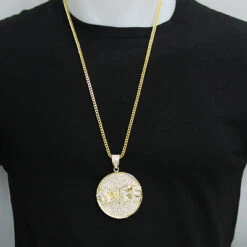 Custom-made 10K Yellow Gold Diamond Pendant For Men 5.9ct 6 Custom-made 10K Yellow Gold Diamond Pendant For Men 5.9ct -Luxurman custom jewelry made yellow gold diamond pendant 590ct 10k 3