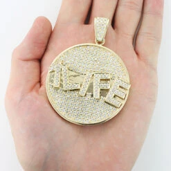 Custom-made 10K Yellow Gold Diamond Pendant For Men 5.9ct 7 Custom-made 10K Yellow Gold Diamond Pendant For Men 5.9ct -Luxurman custom jewelry made yellow gold diamond pendant 590ct 10k 4