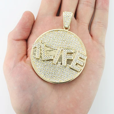 Custom-made 10K Yellow Gold Diamond Pendant For Men 5.9ct 4 Custom-made 10K Yellow Gold Diamond Pendant For Men 5.9ct - Image 4