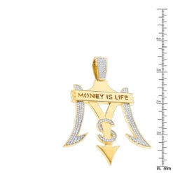 Money Is Life Diamond Pendant For Men 10K Yellow Gold 4ct -Luxurman custom jewelry money is life diamond pendant for men 10k gold 4ct rulerye