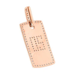 14K Rose Gold 2 Carat Diamond Dog Tag Pendant With Numbers -Luxurman custom jewelry solid 14k gold 2 carat diamond dog tag pendant with numbers backro