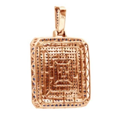 Unique Large 8 Carat Blue Diamonds 14K White Gold Dog Tag Pendant For Men -Luxurman custom made 14k gold large 8 carat blue diamonds dog tag pendant for men back rose 1 20220222 20220227