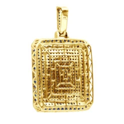 Unique Large 8 Carat Blue Diamonds 14K White Gold Dog Tag Pendant For Men -Luxurman custom made 14k gold large 8 carat blue diamonds dog tag pendant for men back yellow 1 20220222 20220227