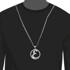 Diamond Initial Pendant For Men 10K Yellow Gold Alphabet Letter Custom Made -Luxurman custom made diamond initial e pendant 329ct 10k gold alphabet letter 4