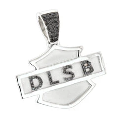 Name Black Diamond Pendant For Men 14K White Gold 0.55ct