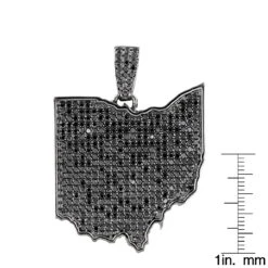 Black Diamond Ohio State Pendant In Sterling Silver 14ct -Luxurman custom pendants black diamond ohio state pendant in sterling silver 14ct ruler