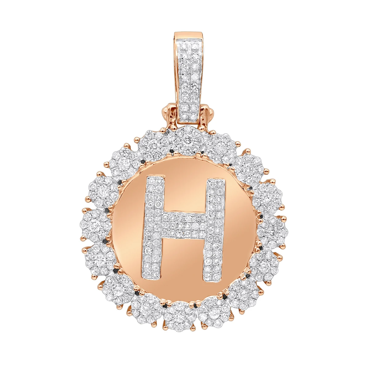 Customizable 14K Yellow Gold Men's Diamond Medallion Initial Pendant 2 Carat 3 Customizable 14K Yellow Gold Men's Diamond Medallion Initial Pendant 2 Carat - Image 3