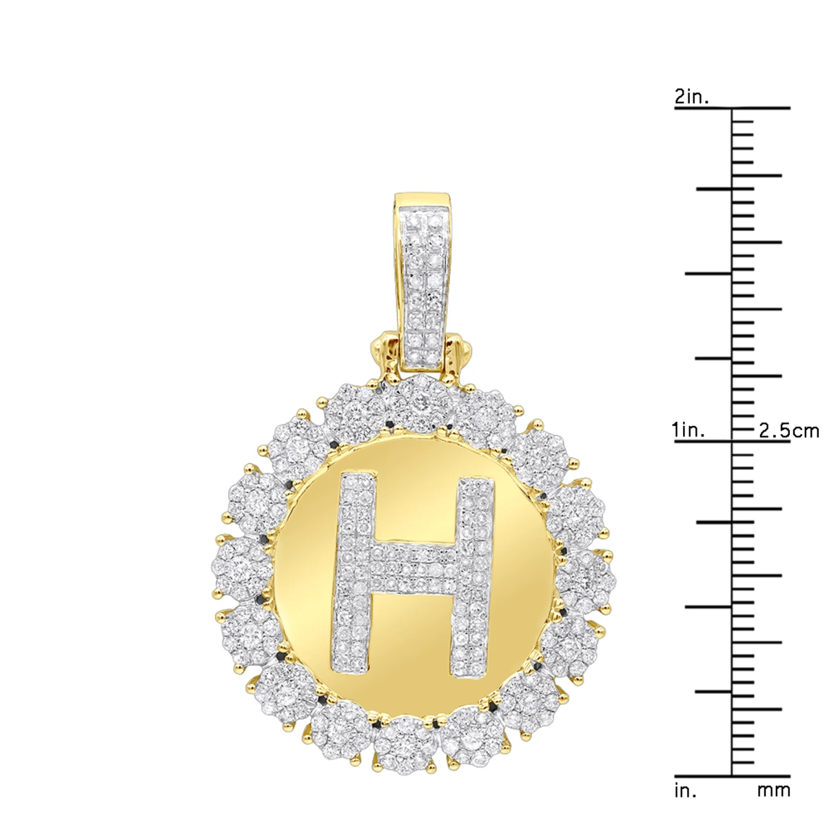 Customizable 14K Yellow Gold Men's Diamond Medallion Initial Pendant 2 Carat 8 Customizable 14K Yellow Gold Men's Diamond Medallion Initial Pendant 2 Carat - Image 8