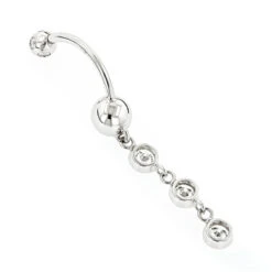 Dangling Belly Button Ring 14K White Gold Diamonds 1.65ct -Luxurman dangling belly button ring gold and diamonds 165ct p 5862 backwh