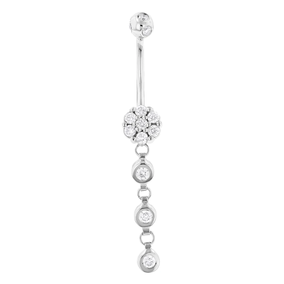 Dangling Belly Button Ring Made Of 14 Karat 14K White Gold 0.75ct 1 Dangling Belly Button Ring Made Of 14 Karat 14K White Gold 0.75ct
