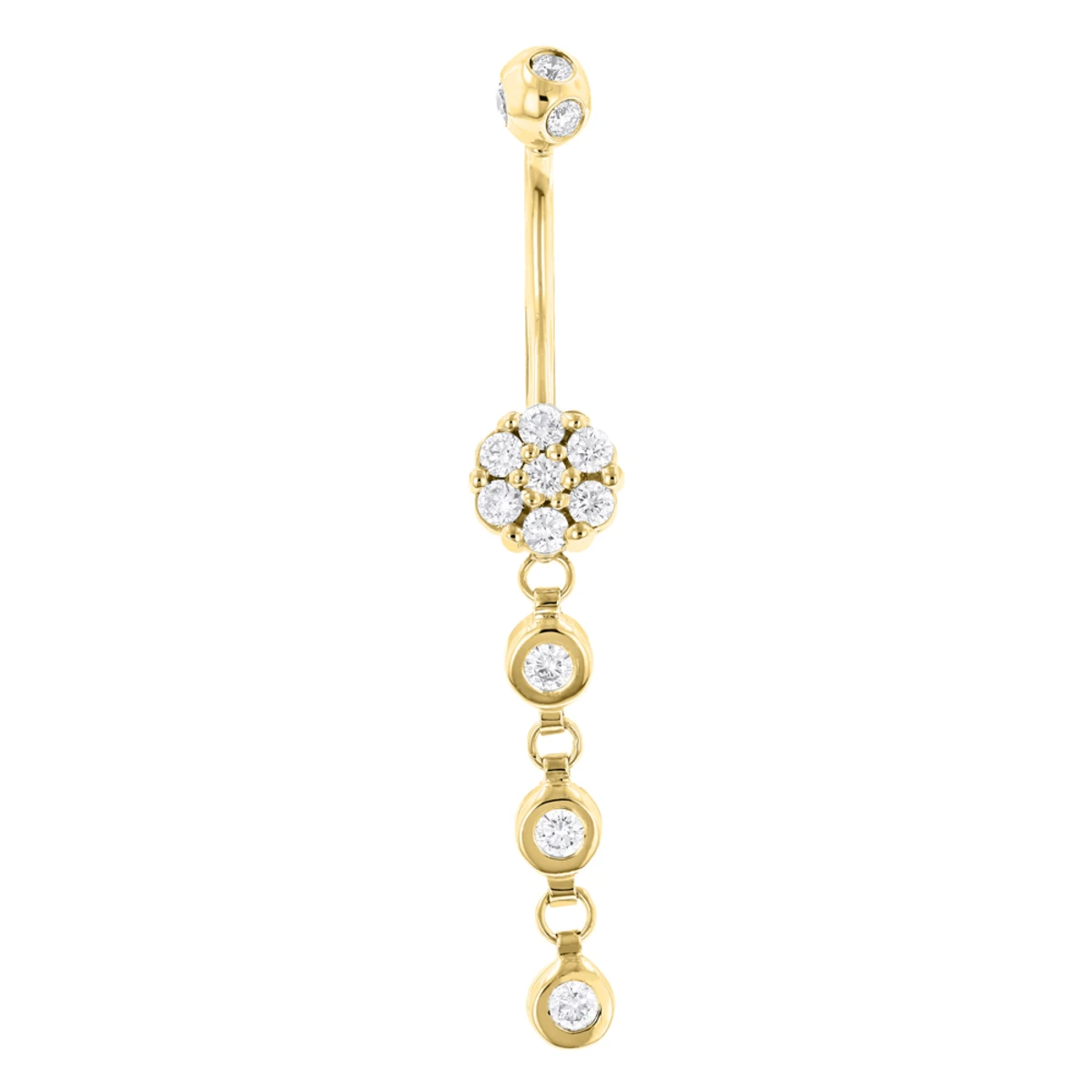 Dangling Belly Button Ring Made Of 14 Karat 14K White Gold 0.75ct 2 Dangling Belly Button Ring Made Of 14 Karat 14K White Gold 0.75ct - Image 2