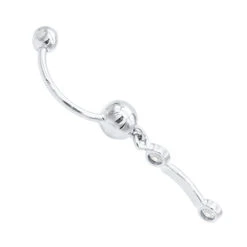 14K White Gold Diamond Belly Button Dangling Ring 0.72 -Luxurman dangling belly rings 14k diamond belly button ring 072 p 6272 backwh