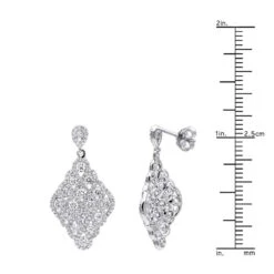Designer 14K White Gold Diamond Drop Earrings For Women 2.5 Carat Vintage Style -Luxurman designer 14k gold diamond drop earrings for women 25 carat vintage style rulerwh