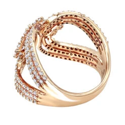 Designer 14K Rose Gold Ladies Diamond Cocktail Ring 1 Carat By Luxurman -Luxurman designer 14k gold ladies diamond cocktail ring 1 carat by luxurman backro