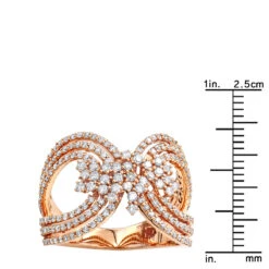 Designer 14K Rose Gold Ladies Diamond Cocktail Ring 1 Carat By Luxurman -Luxurman designer 14k gold ladies diamond cocktail ring 1 carat by luxurman rulerro