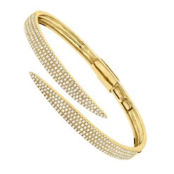 Arrow Design 2 Carat Pave Round Bangle Bracelet For Women 14K Yellow Gold