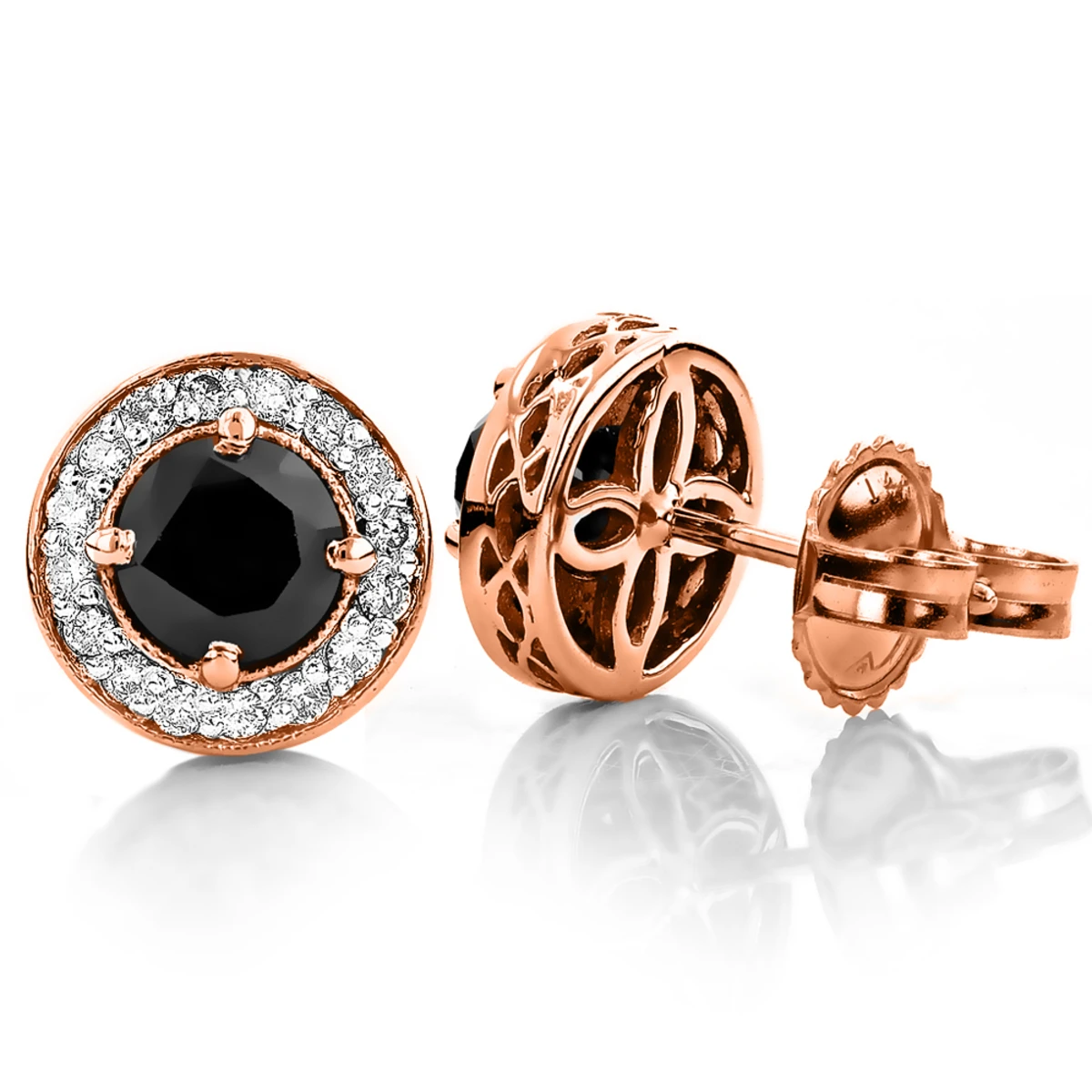 Designer 14K White Gold White Black Diamond Earrings 2.04ct 3 Designer 14K White Gold White Black Diamond Earrings 2.04ct - Image 3