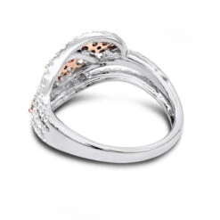 Designer 14K White Gold White Pink Diamond Leafs Cocktail Ring For Women 1c -Luxurman designer cocktail rings 14k gold white pink diamond leafs ring for women 1c backwh