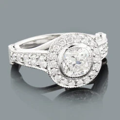 Designer Cushion Cut Diamond Engagement Ring 1.7ct Platinum Halo