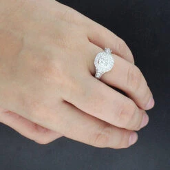 Designer Cushion Cut Diamond Engagement Ring 1.7ct Platinum Halo -Luxurman designer cushion cut diamond engagement ring 170ct platinum p 46838bod