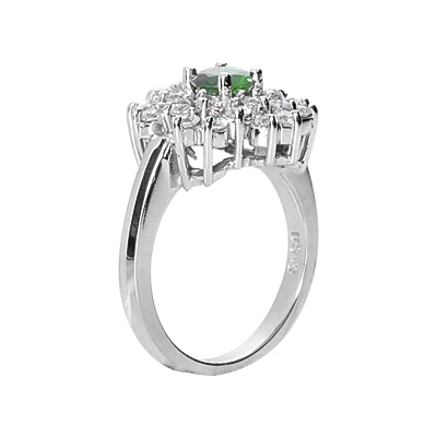 Designer Diamond And Emerald Ring 14K White Gold 0.72ctd 0.50cte 3 Designer Diamond And Emerald Ring 14K White Gold 0.72ctd 0.50cte - Image 3