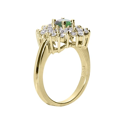 Designer Diamond And Emerald Ring 14K White Gold 0.72ctd 0.50cte 4 Designer Diamond And Emerald Ring 14K White Gold 0.72ctd 0.50cte - Image 4