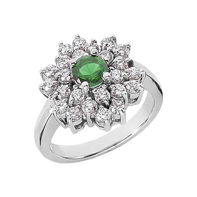 Designer Diamond And Emerald Ring 14K White Gold 0.72ctd 0.50cte 1 Designer Diamond And Emerald Ring 14K White Gold 0.72ctd 0.50cte